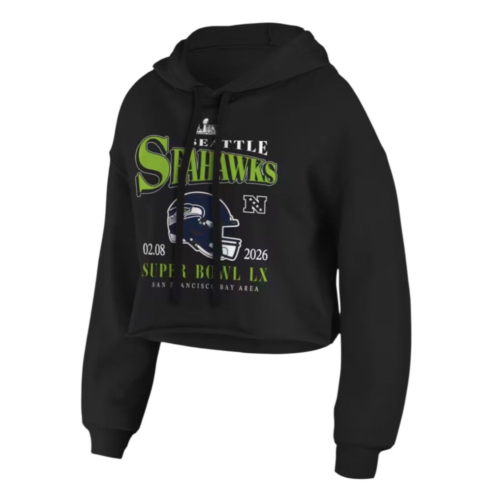 NWT Wear by Erin Andrews Seattle Seahawks Super Bowl LX Cropped Hoodie Size XL
